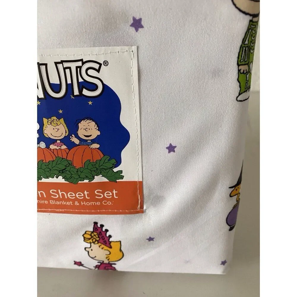 Peanuts Snoopy Charlie Brown Halloween Costumes QUEEN‎ Size Sheet Set NEW